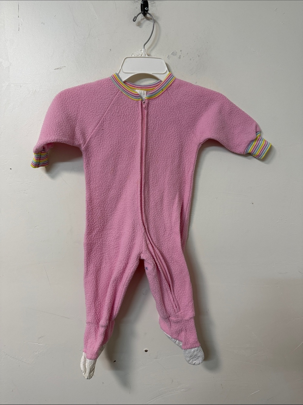 Pink Fleece Zip-Front Baby One-Piece vintage